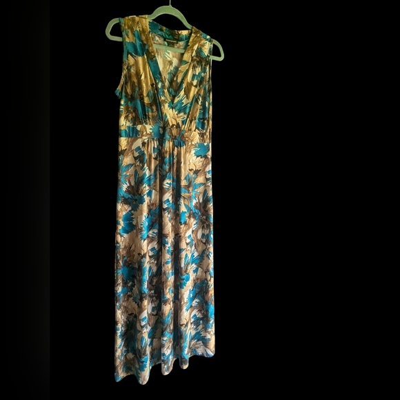 Susan Lawrence V-Neck Sleeveless Stretch Maxi Dress Medium - Picture 3 of 7